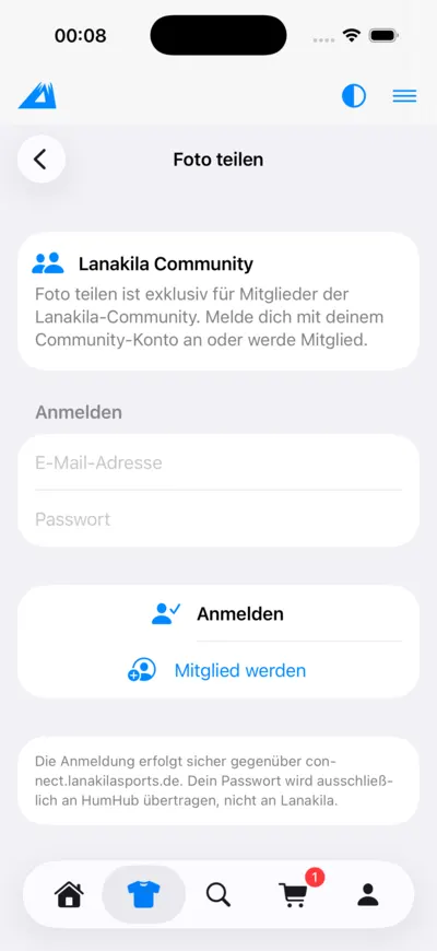 LANAKILA Shopping App — Foto teilen: Anmeldung für Mitglieder der Lanakila Community