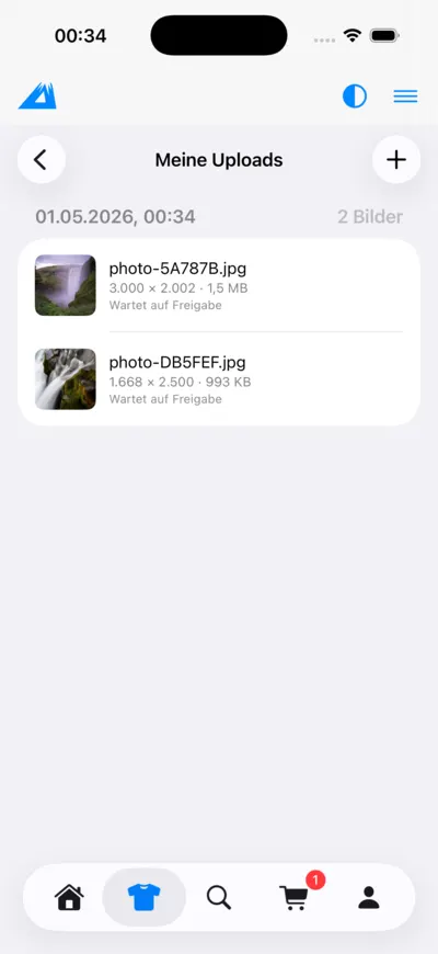 LANAKILA Shopping App — Liste der eigenen Uploads